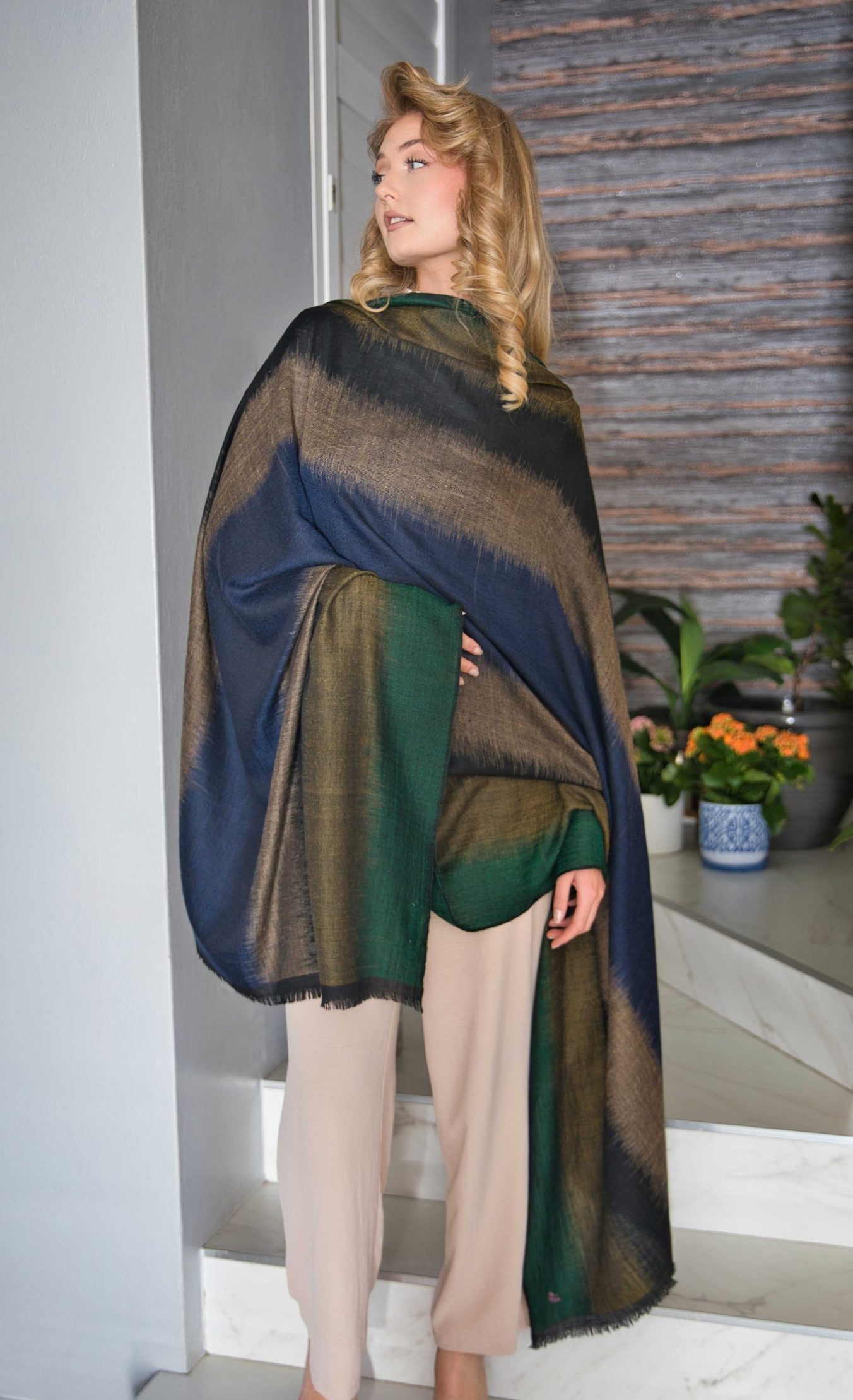 Pashmina Cashmere Ikat Shawl - Image 2