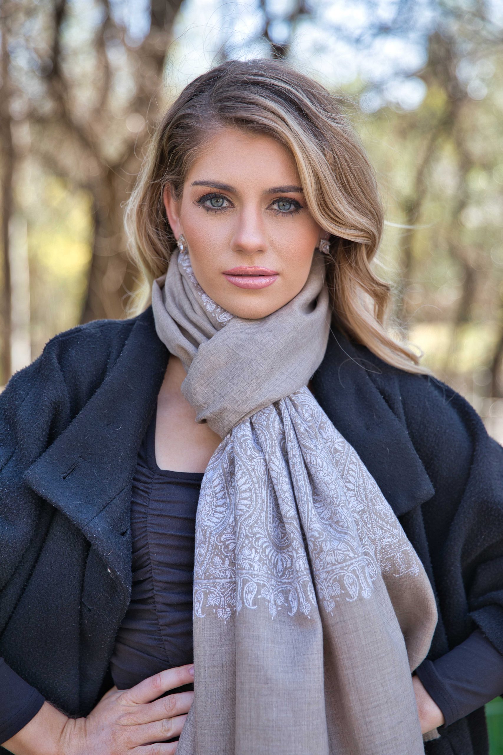 Sozni Embroidery Pashmina Cashmere Scarf - Image 4