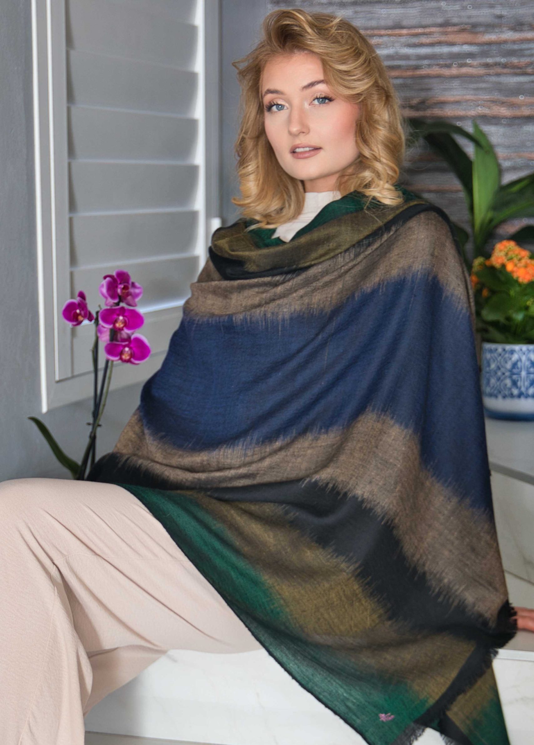 Pashmina Cashmere Ikat Shawl