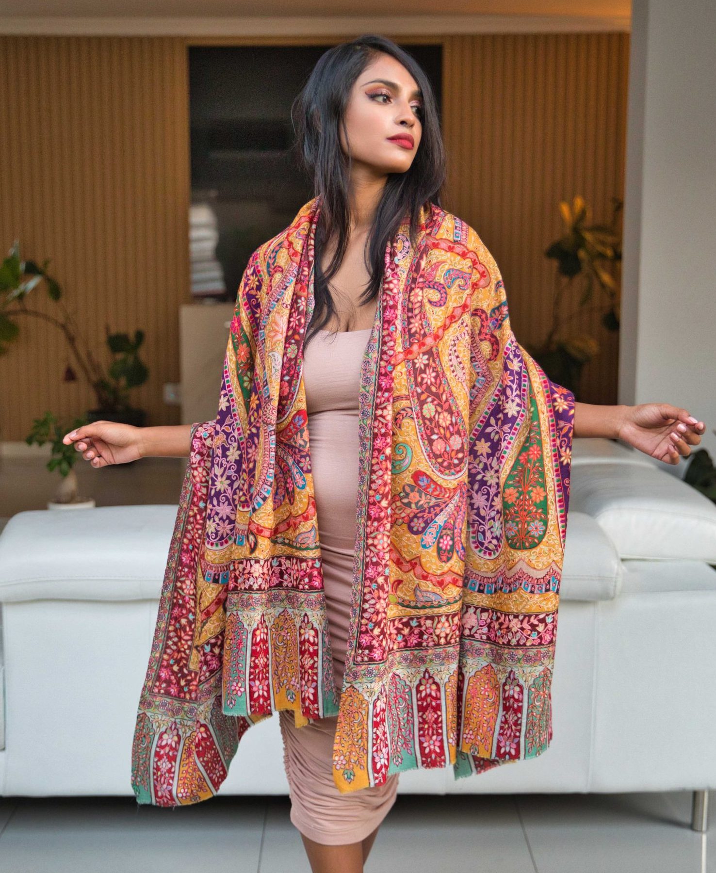 Kalamkari Cashmere-Silk Shawl - Image 3