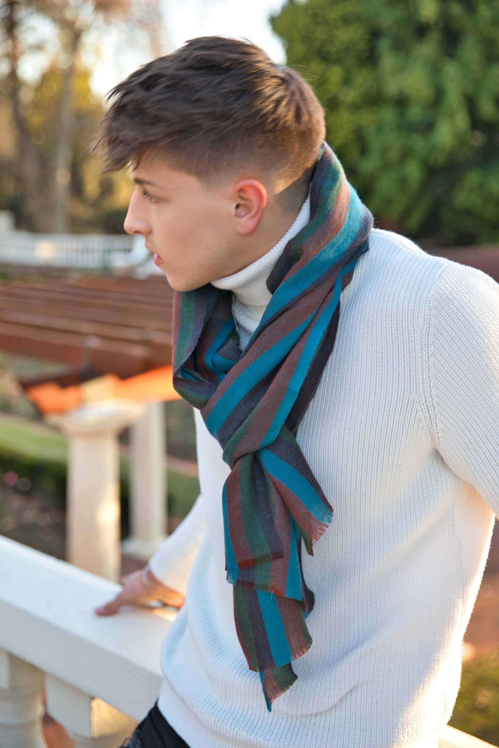 Pashmina Cashmere Striped Scarf - Image 3