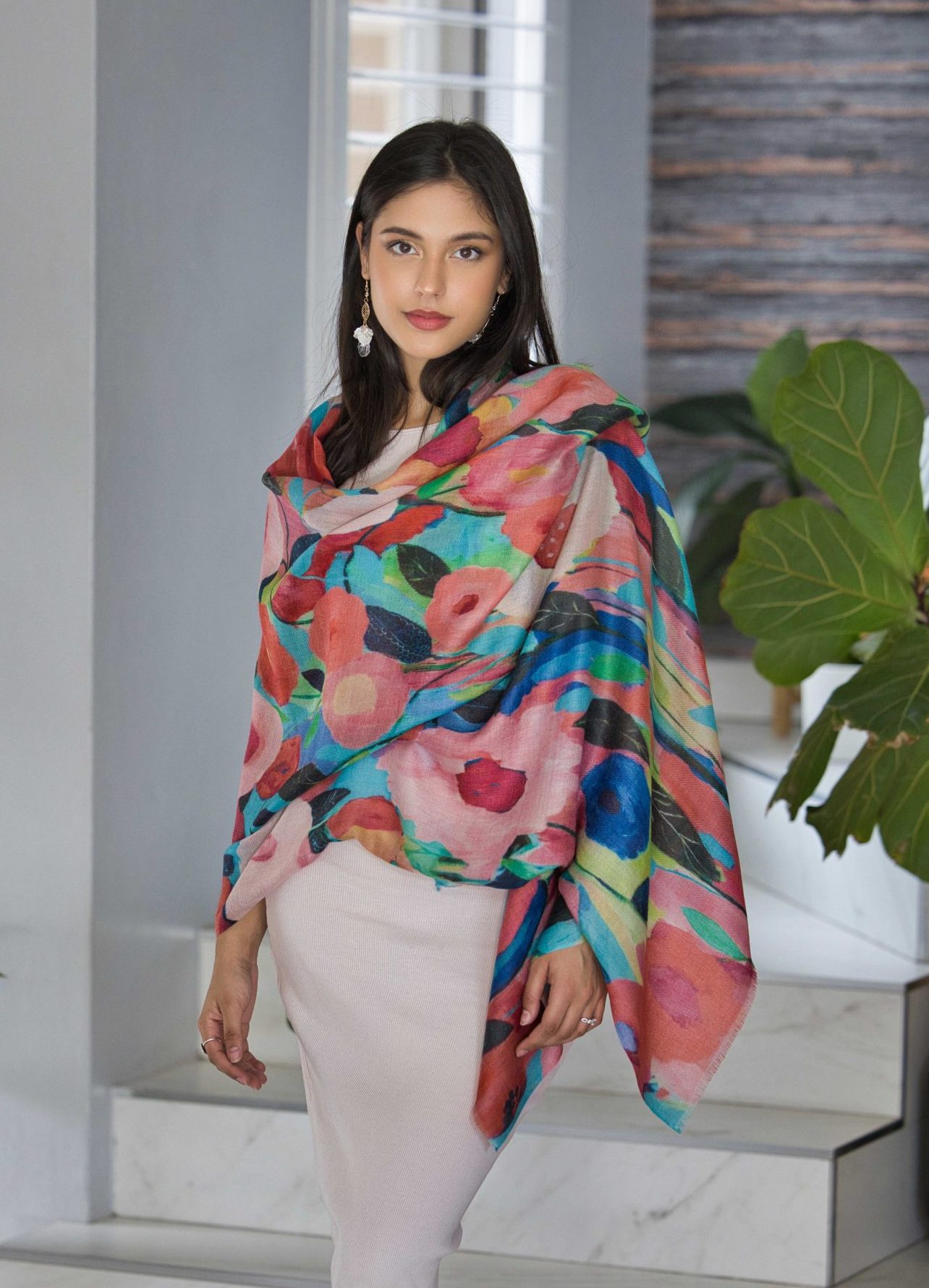 Hand Painted Cashmere Scarf - Image 4