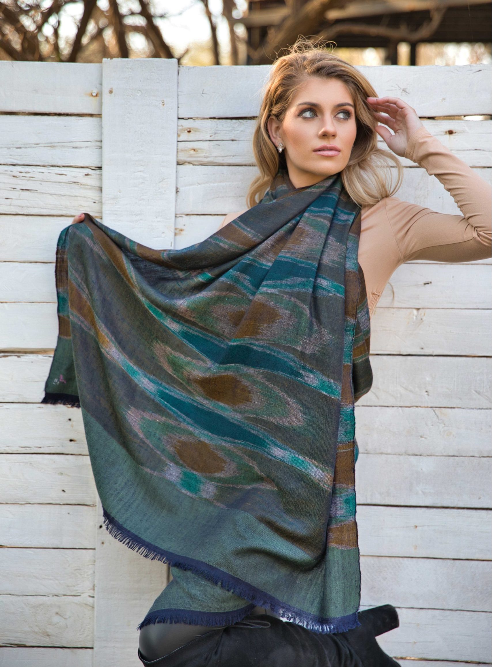 Pashmina Cashmere Ikat Shawl