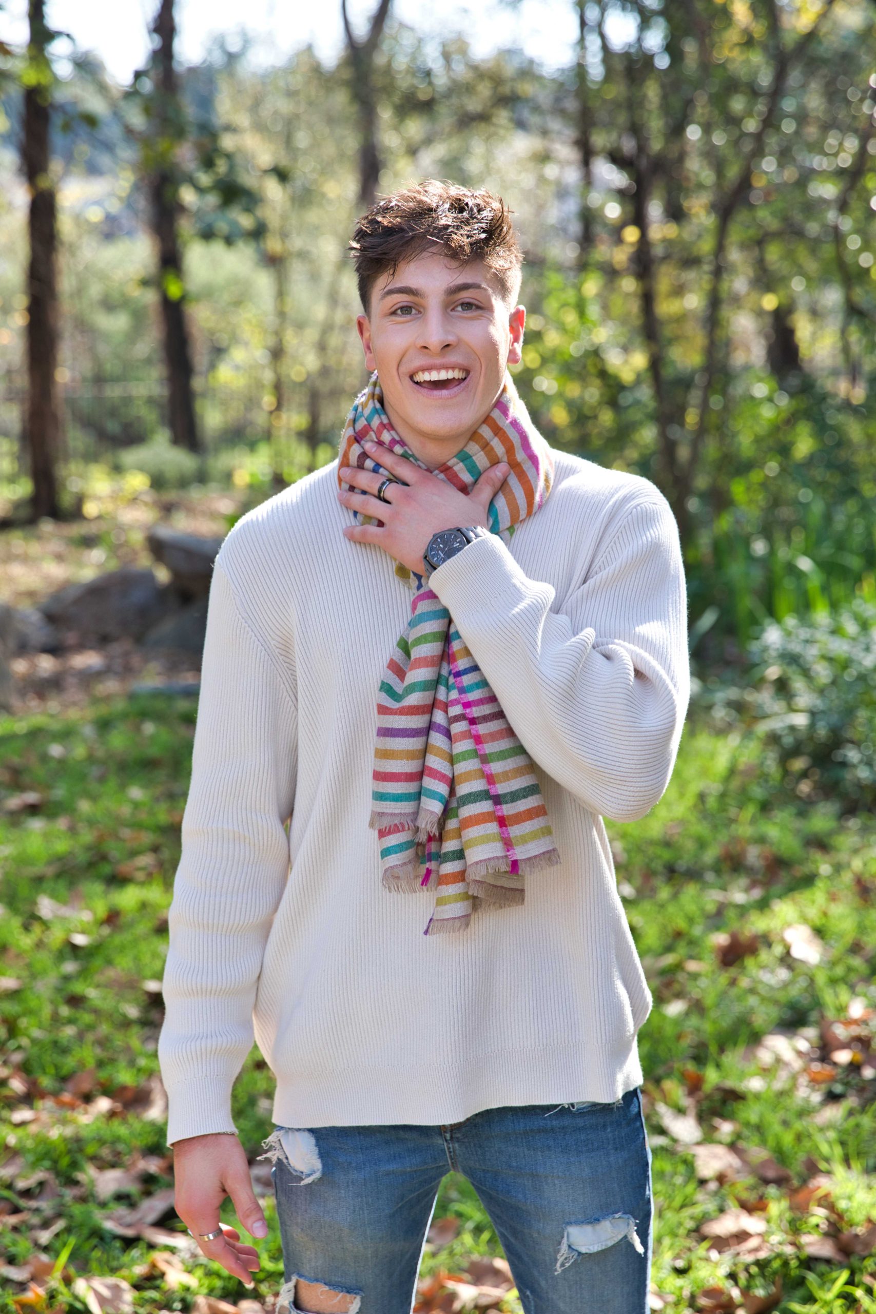 Pashmina Cashmere Striped Scarf - Image 3