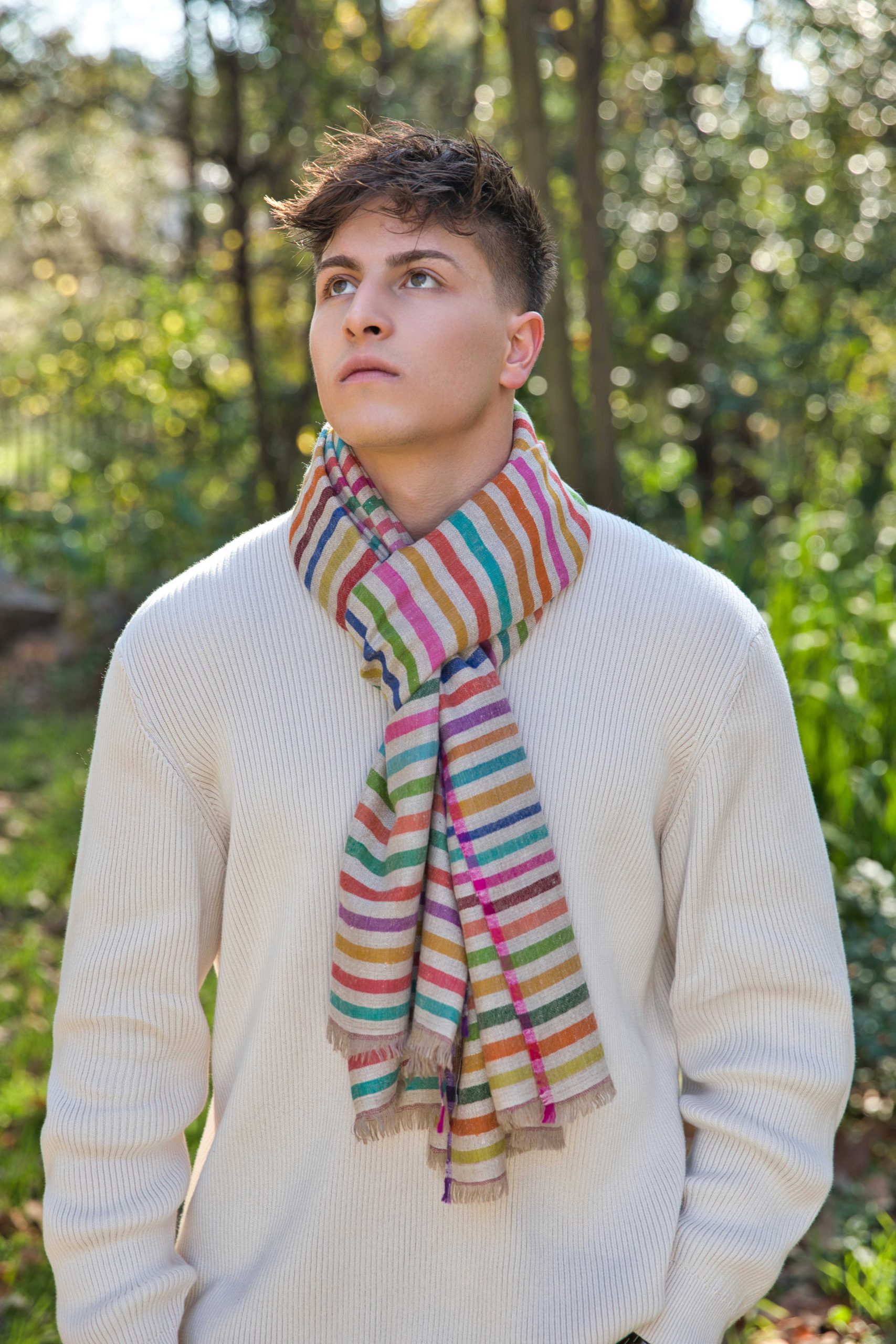 Pashmina Cashmere Striped Scarf - Image 2