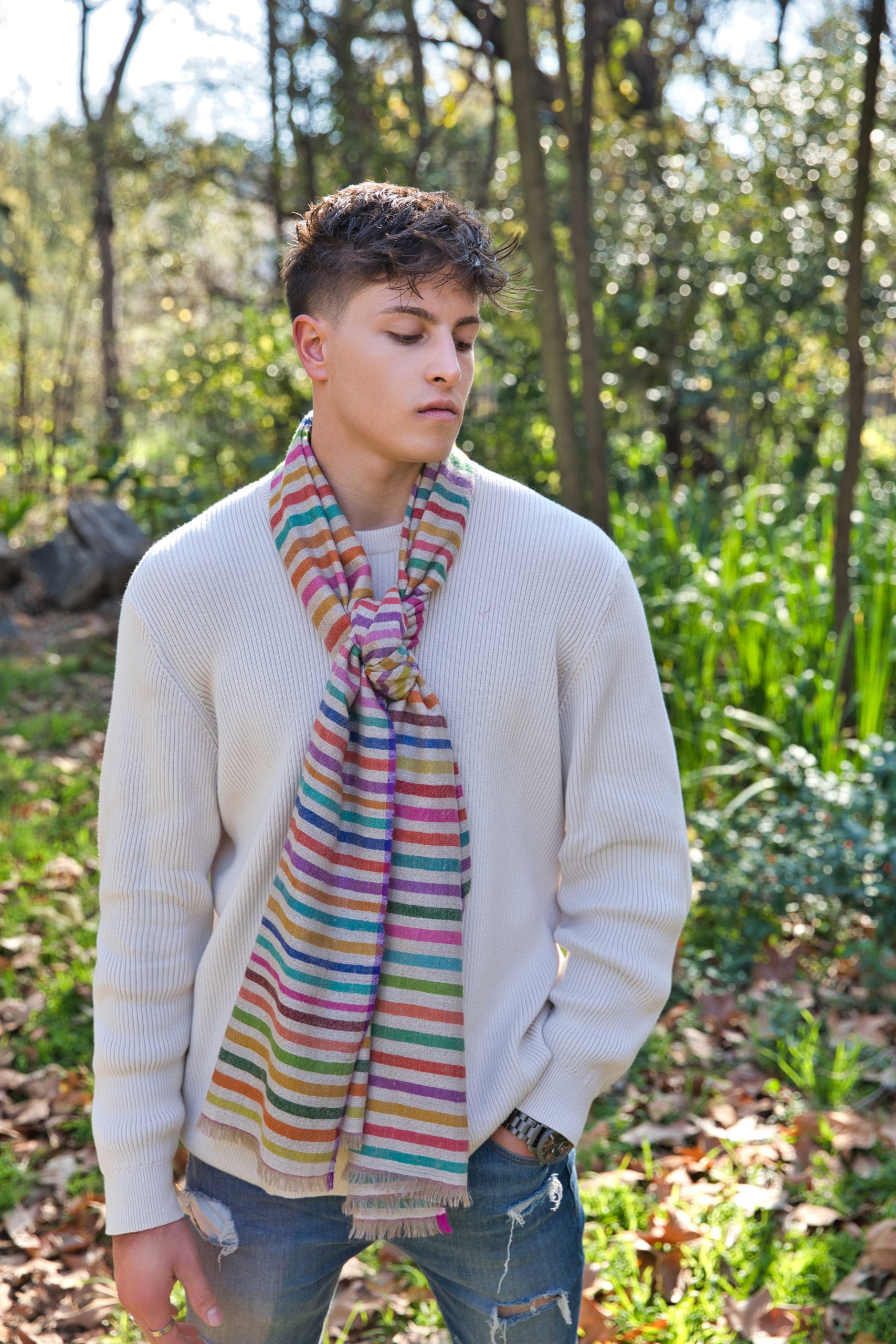 Pashmina Cashmere Striped Scarf