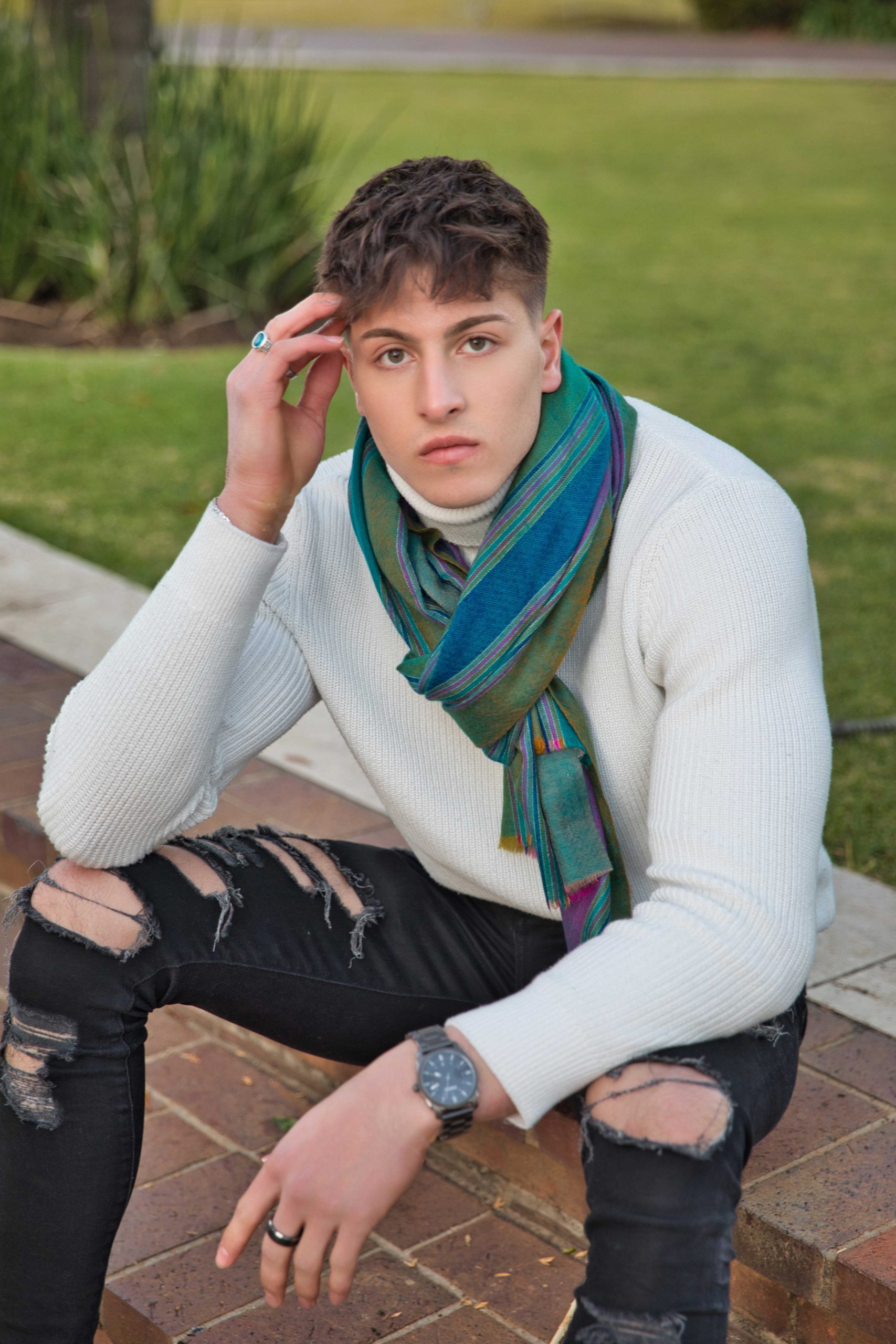 Pashmina Cashmere Striped Scarf - Image 4