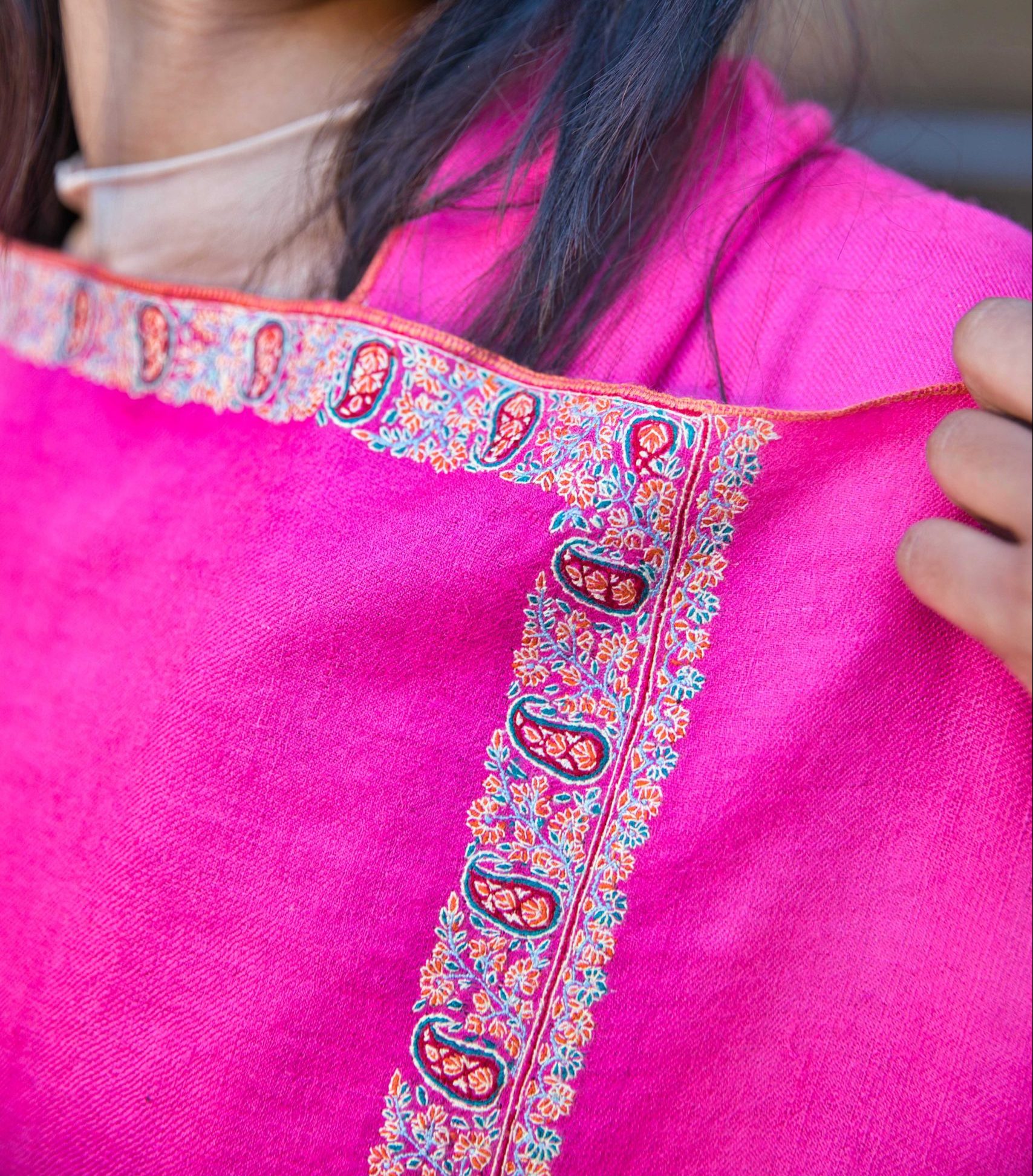 Sozni Embroidery Pashmina Cashmere Shawl - Image 4