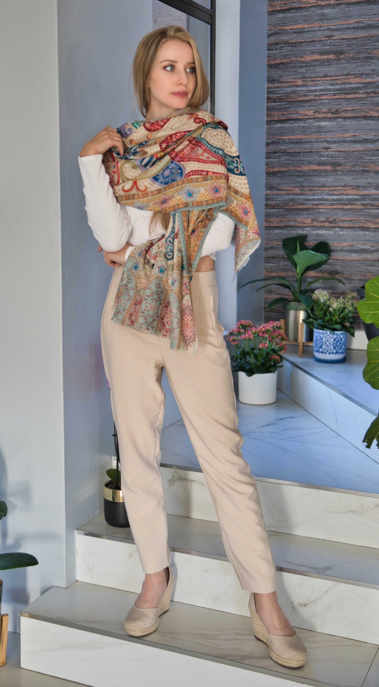 Kalamkari Cashmere-Silk Shawl - Image 5