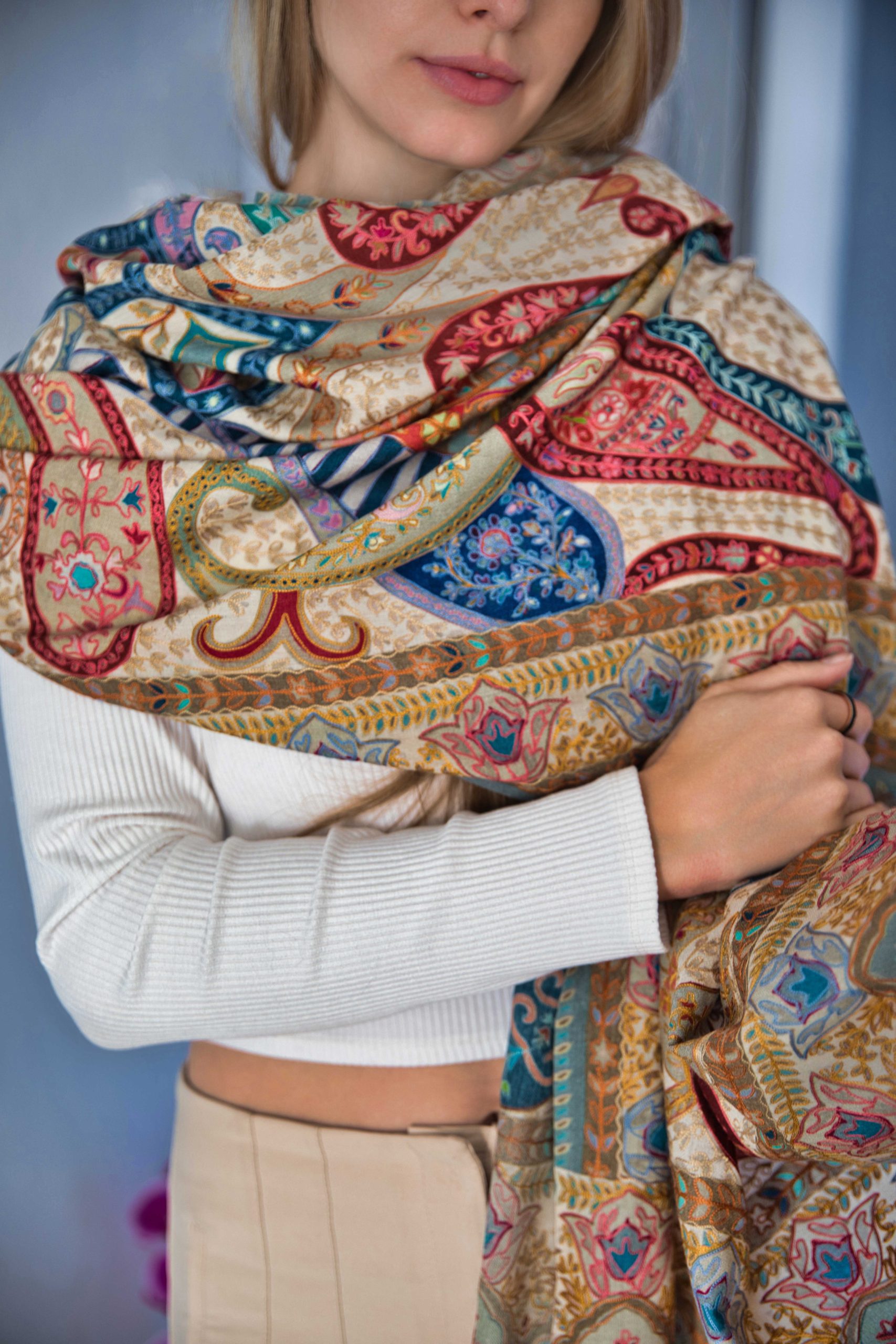 Kalamkari Cashmere-Silk Shawl - Image 4