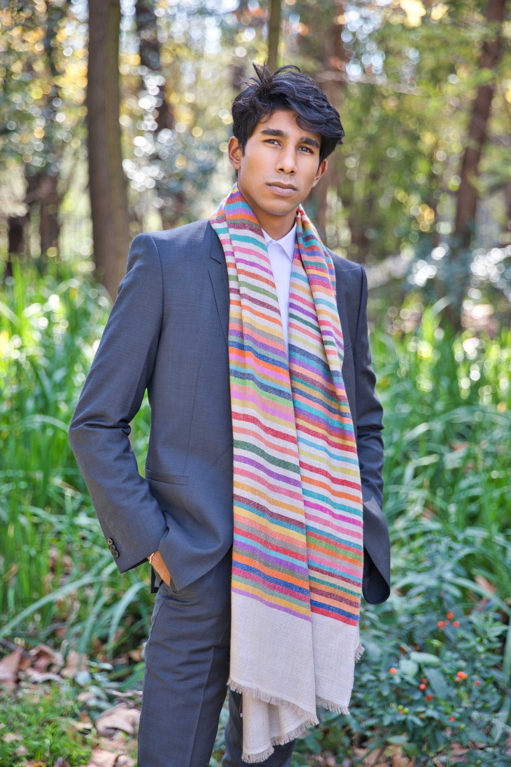 Pashmina Cashmere Striped Scarf