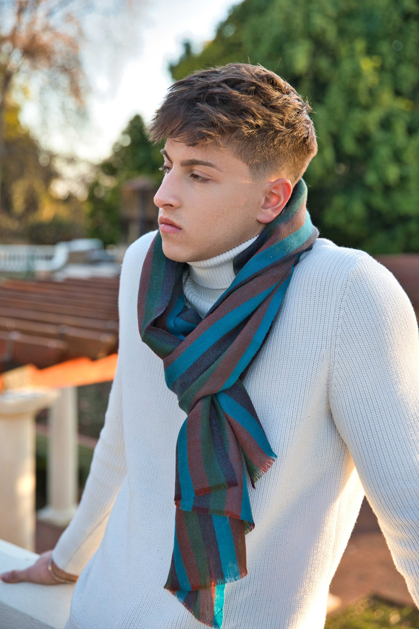 Pashmina Cashmere Striped Scarf