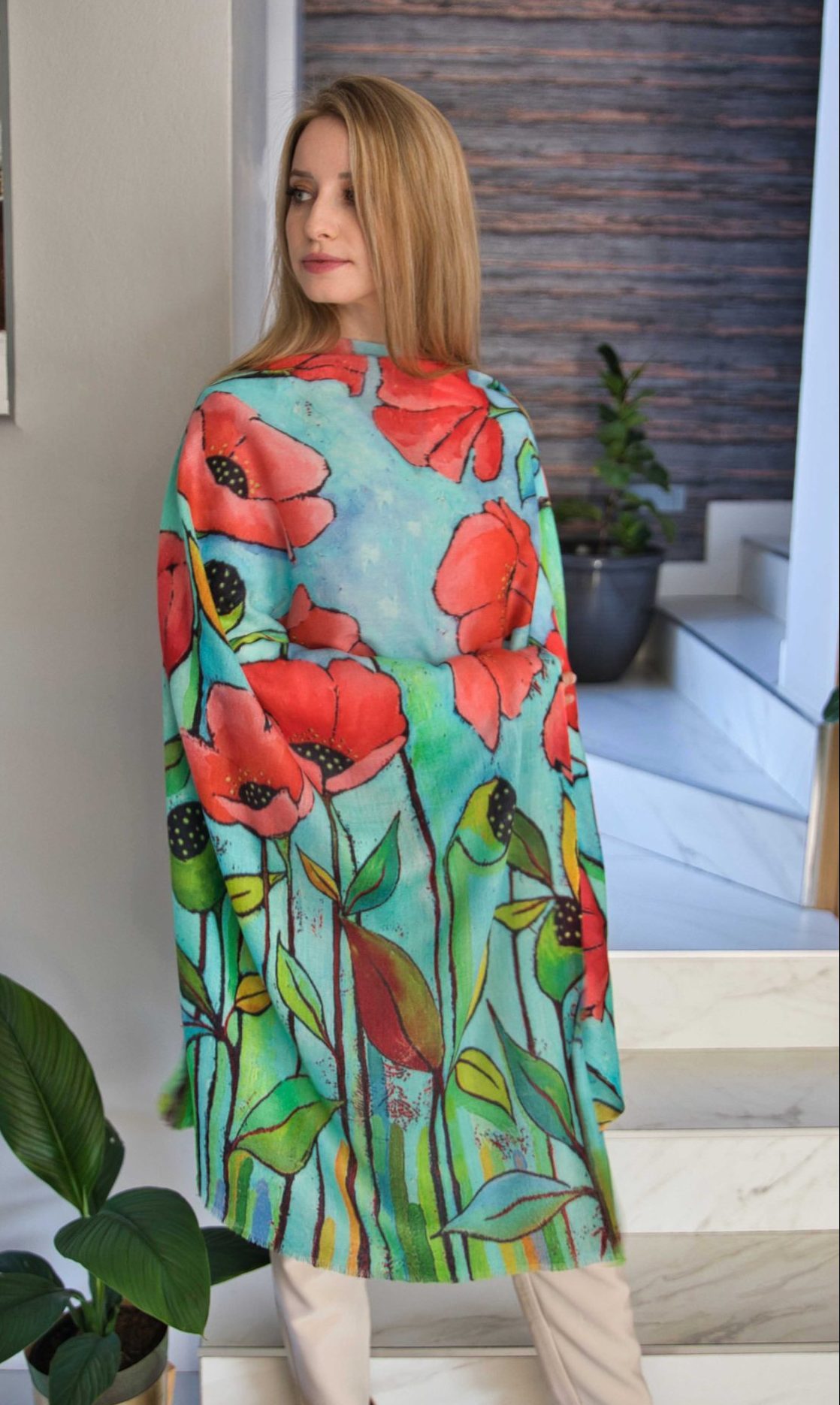 Hand Painted Cashmere Scarf - Image 7