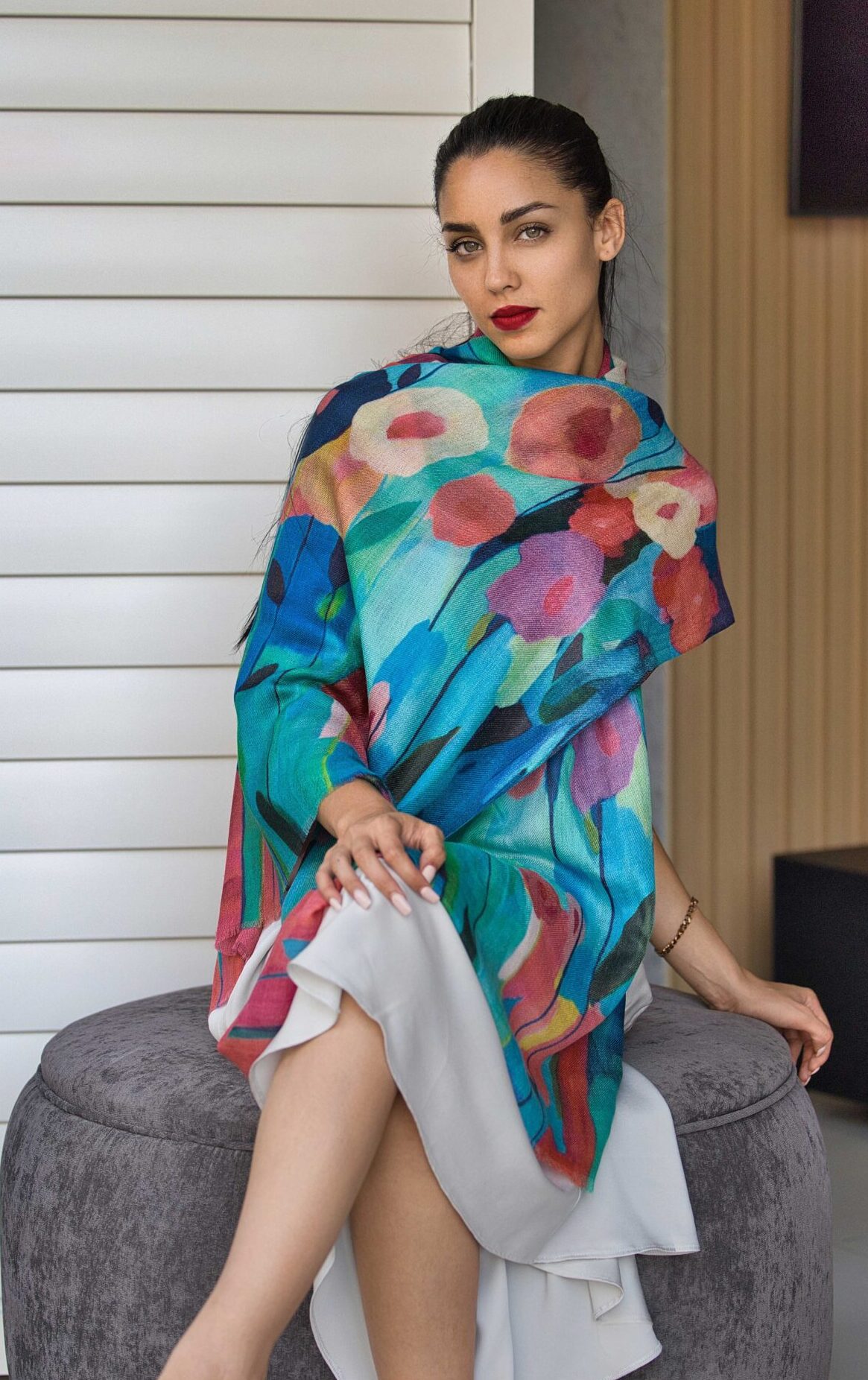 Hand Painted Cashmere Scarf - Image 2
