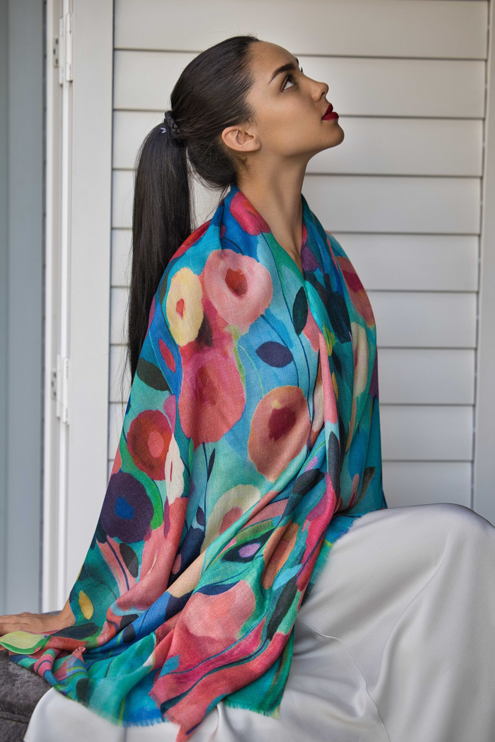 Hand Painted Cashmere Scarf - Image 4