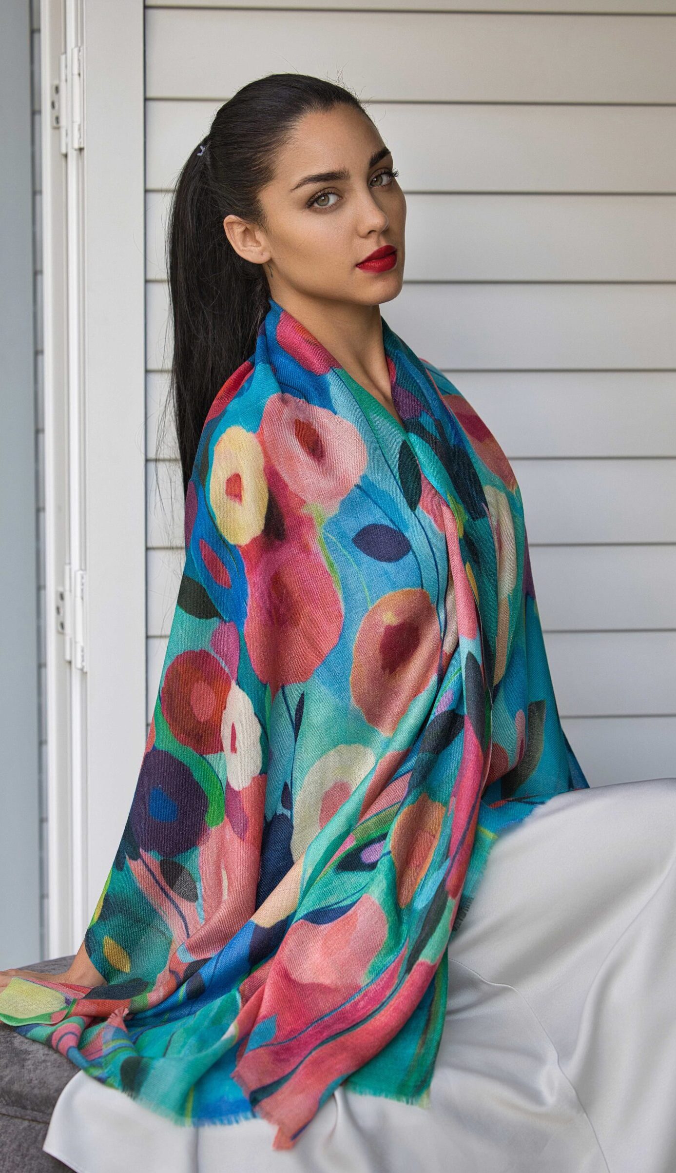 Hand Painted Cashmere Scarf