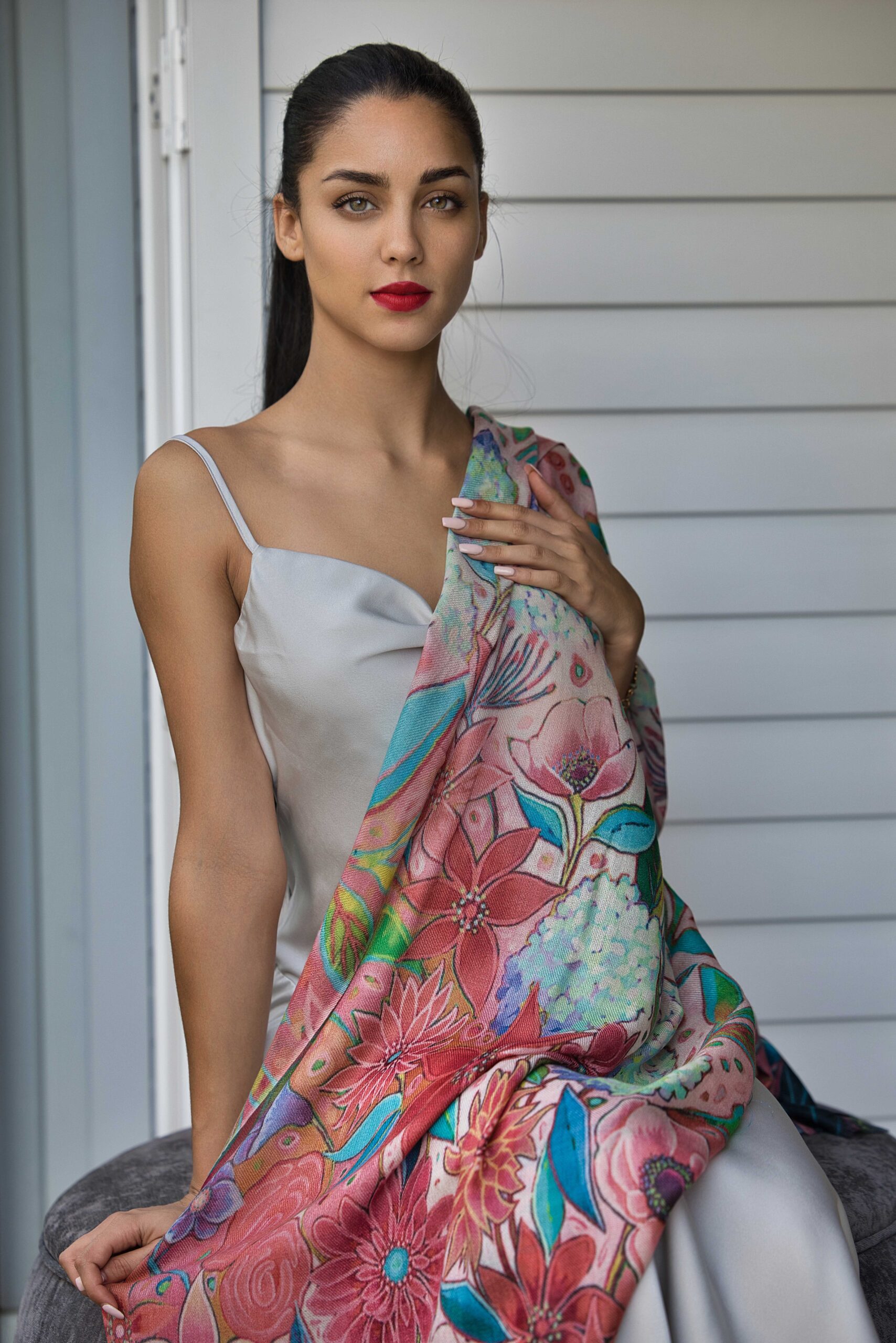 Hand Painted Cashmere Scarf - Image 4