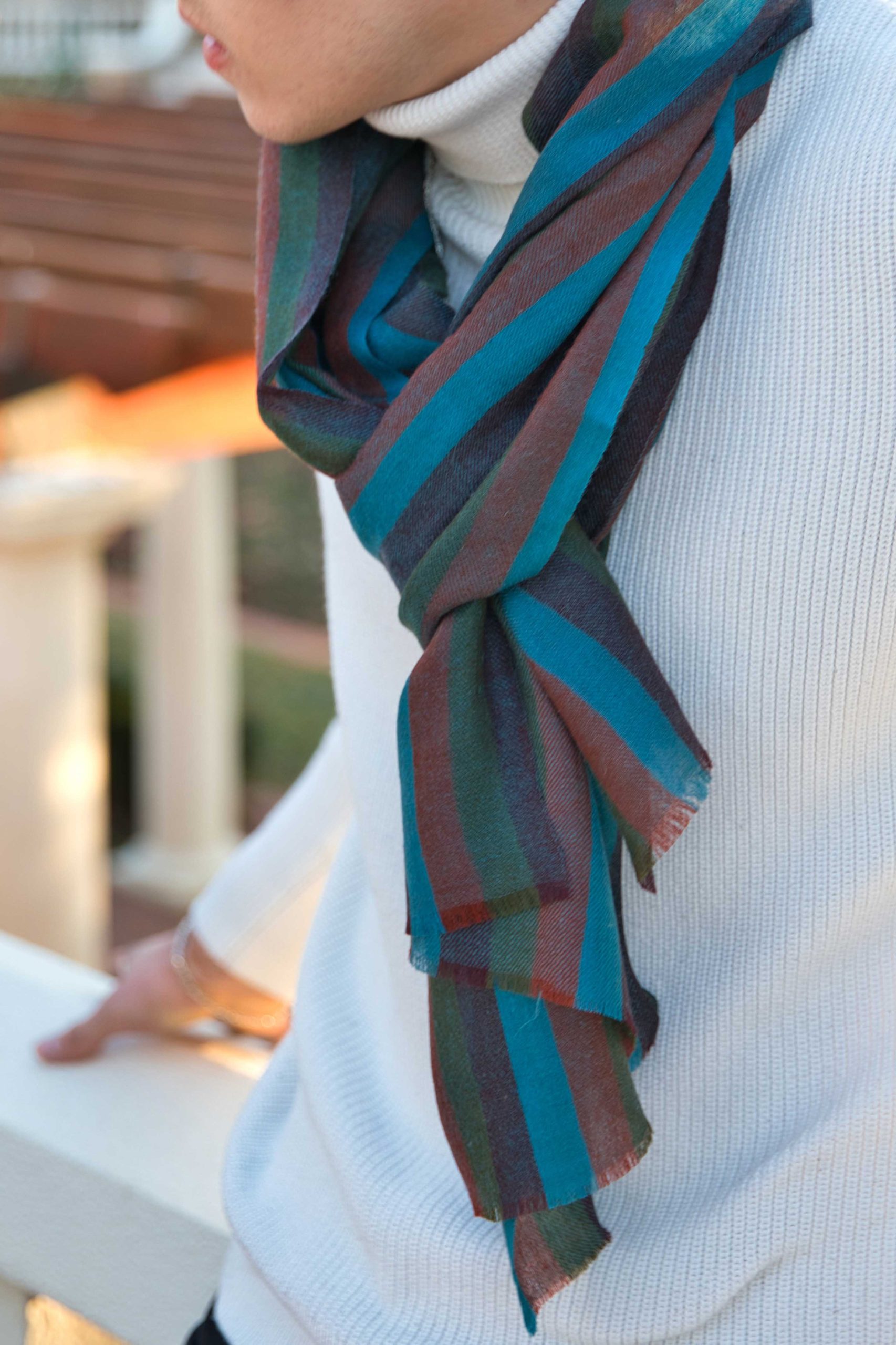 Pashmina Cashmere Striped Scarf - Image 2