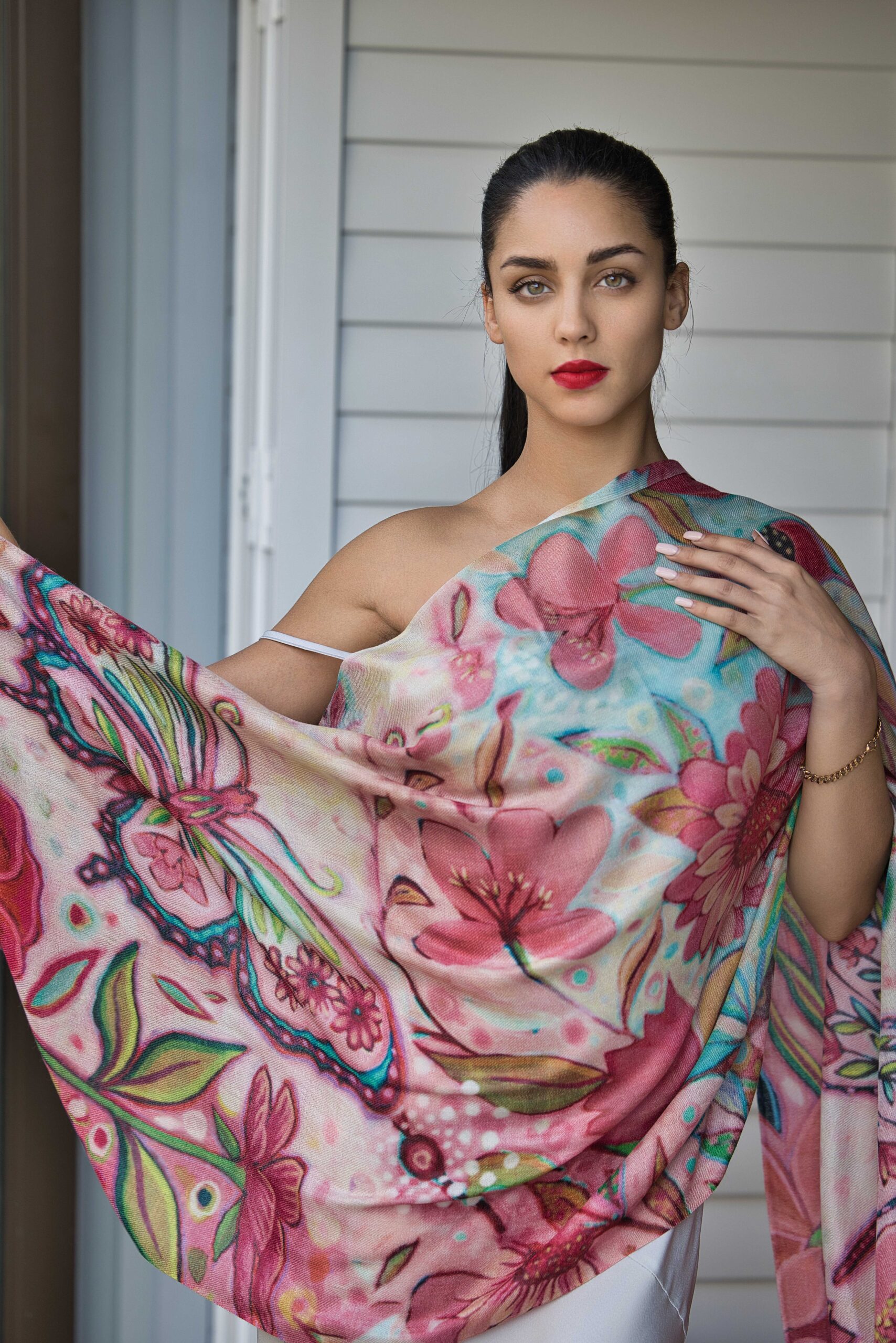 Hand Painted Cashmere Scarf
