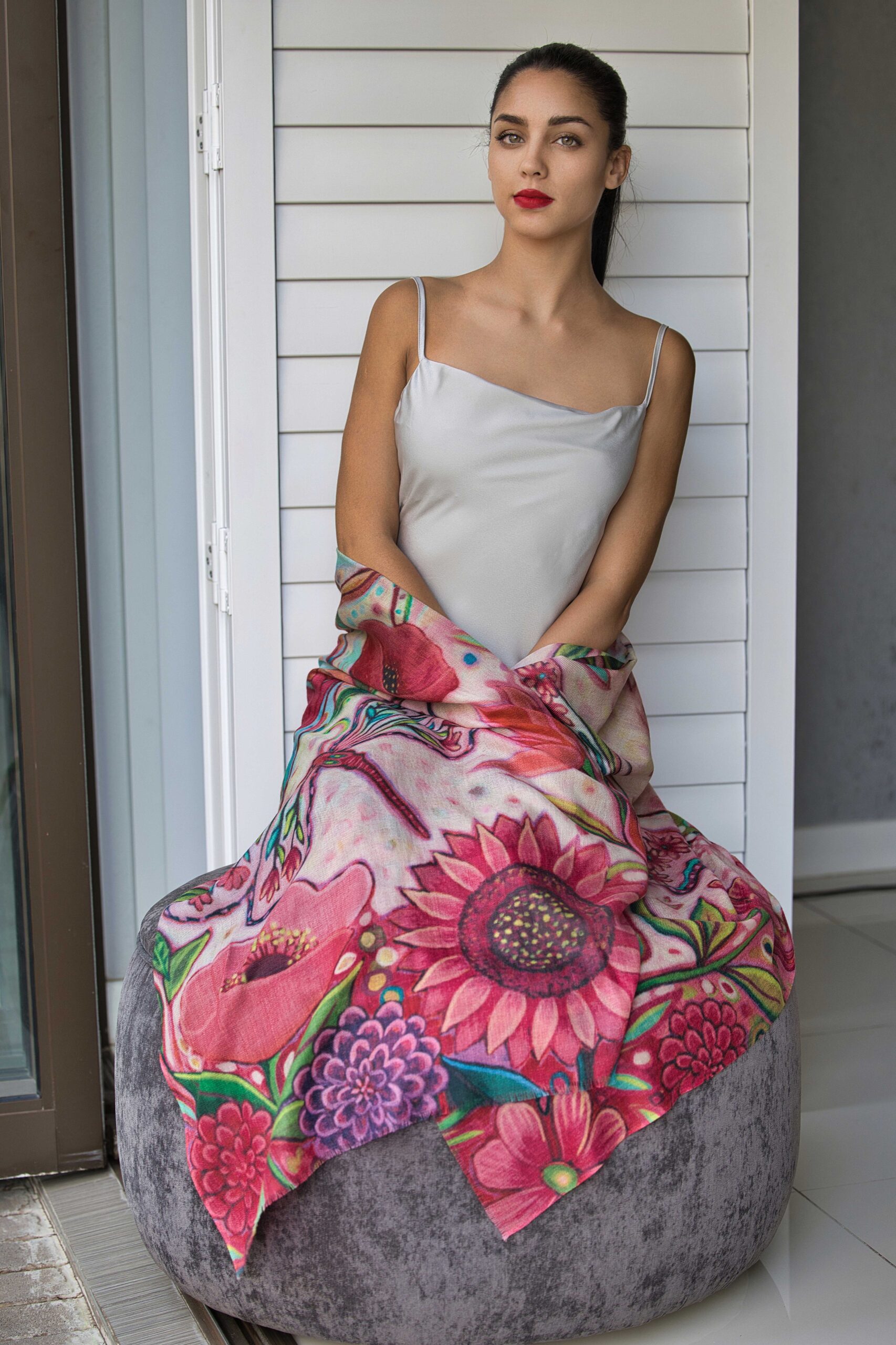 Hand Painted Cashmere Scarf - Image 3