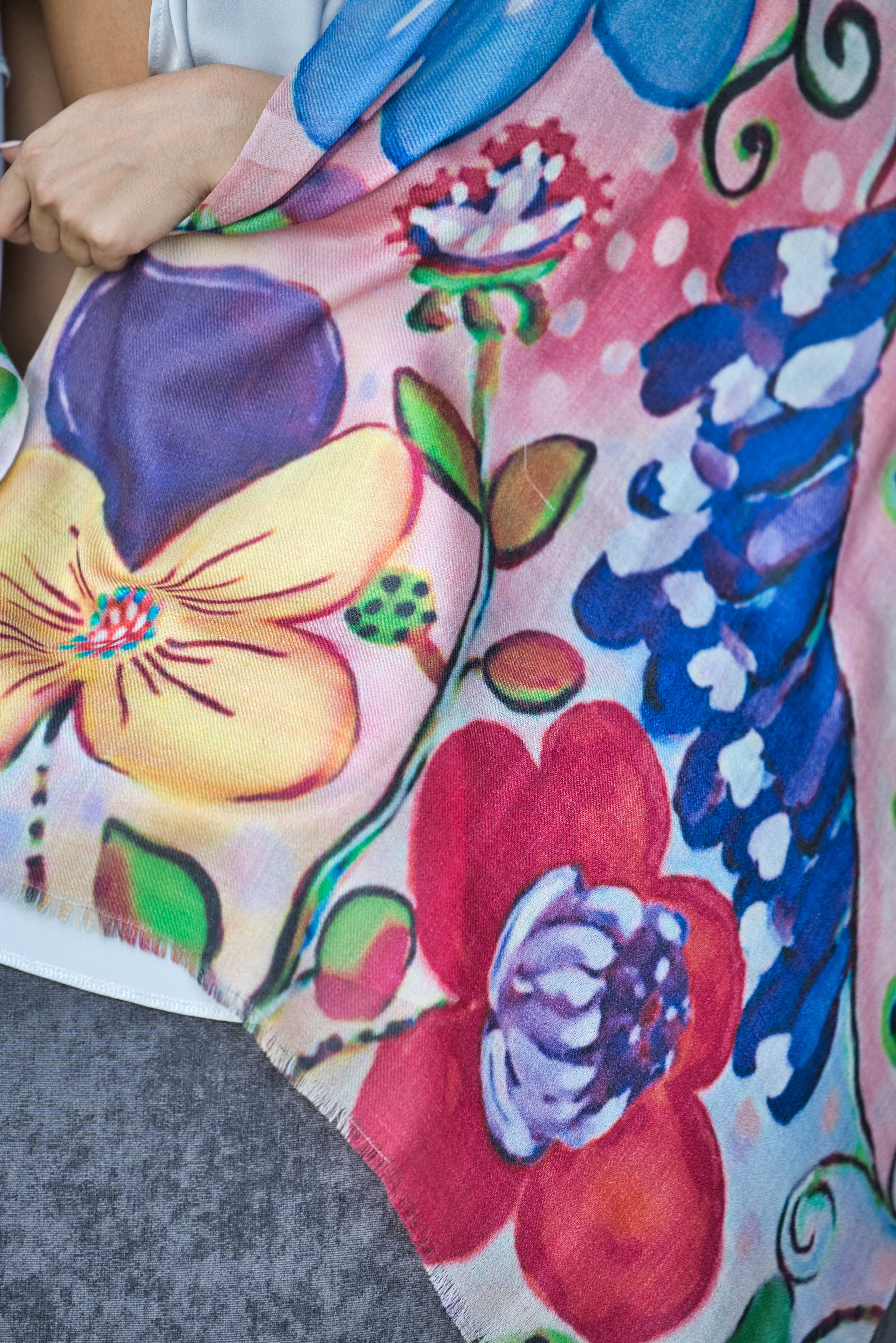 Hand Painted Cashmere Scarf - Image 5