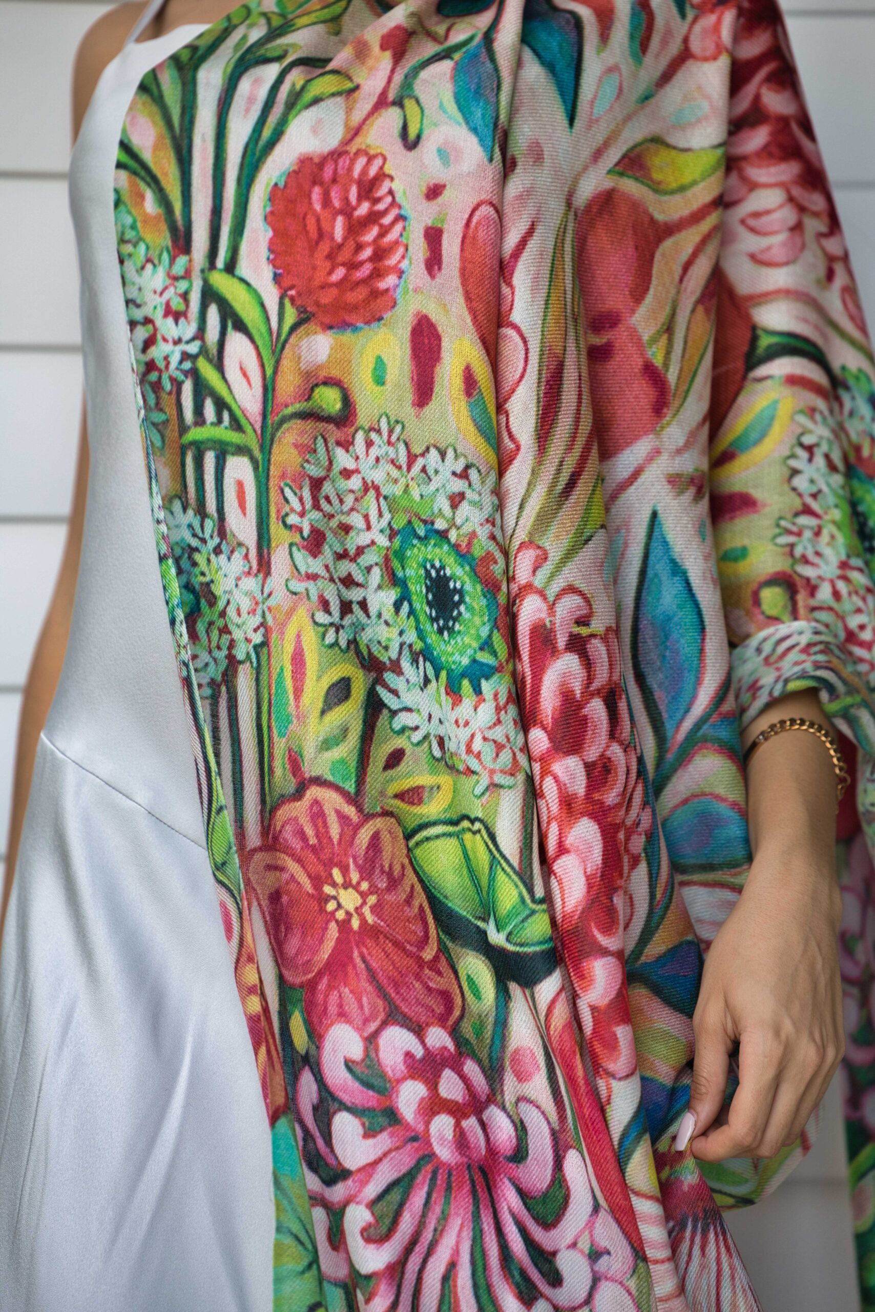 Hand Painted Cashmere Scarf - Image 3