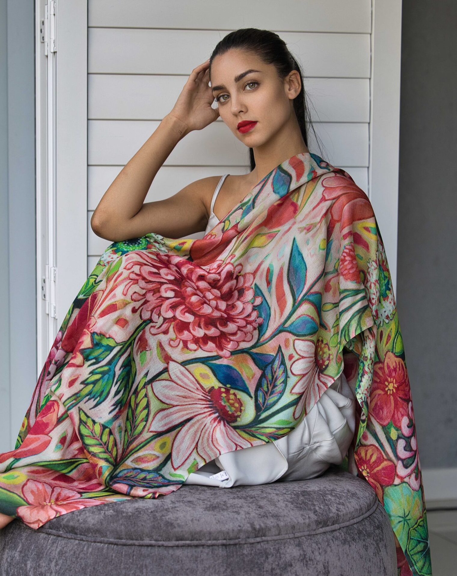 Hand Painted Cashmere Scarf