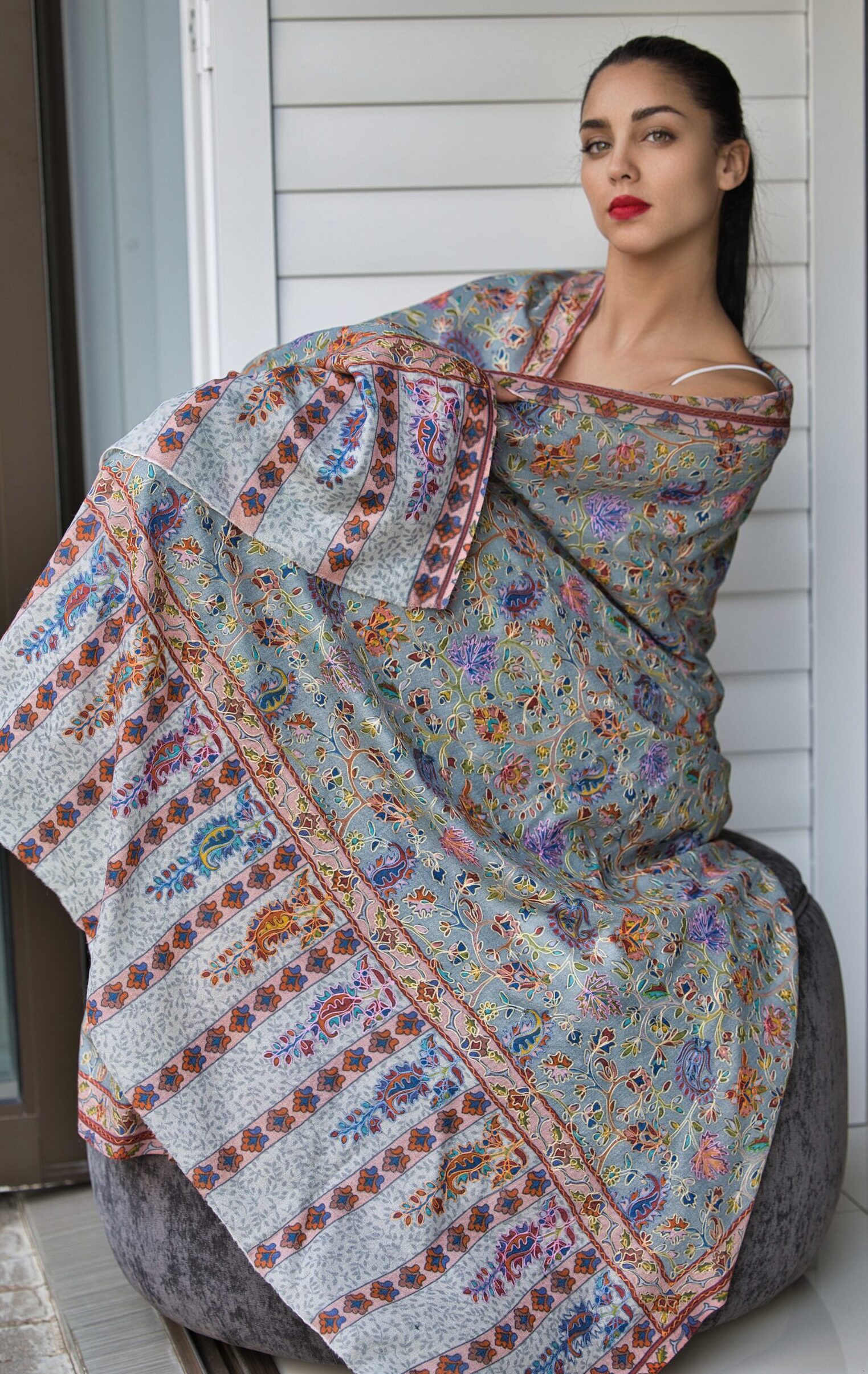 Kalamkari Cashmere-Silk Shawl - Image 5