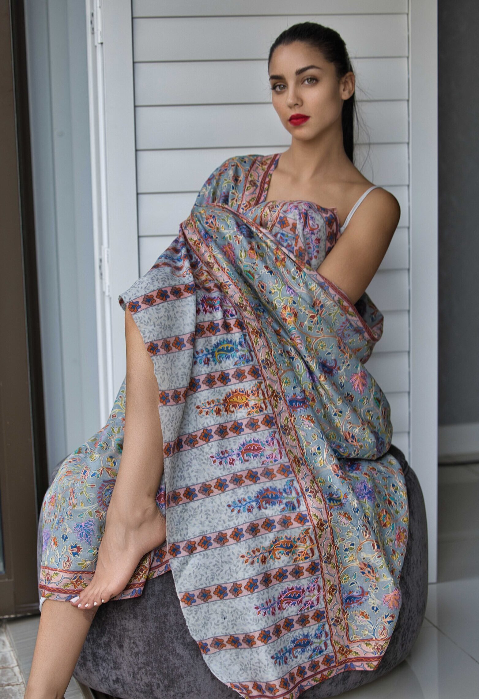 Kalamkari Cashmere-Silk Shawl - Image 3
