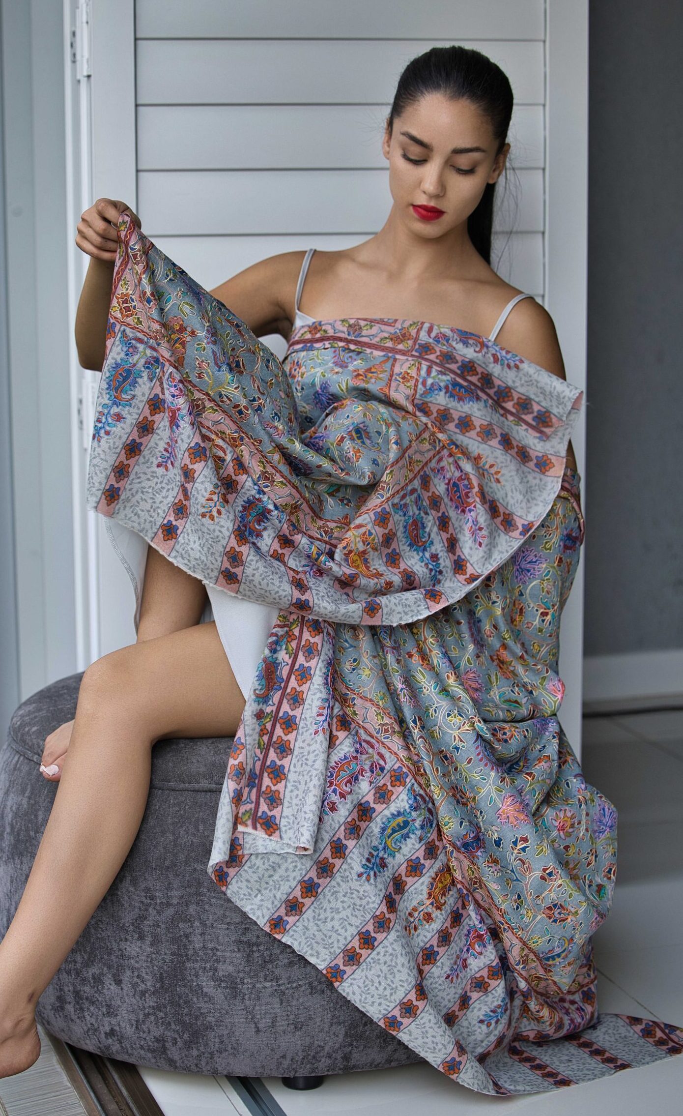 Kalamkari Cashmere-Silk Shawl - Image 4