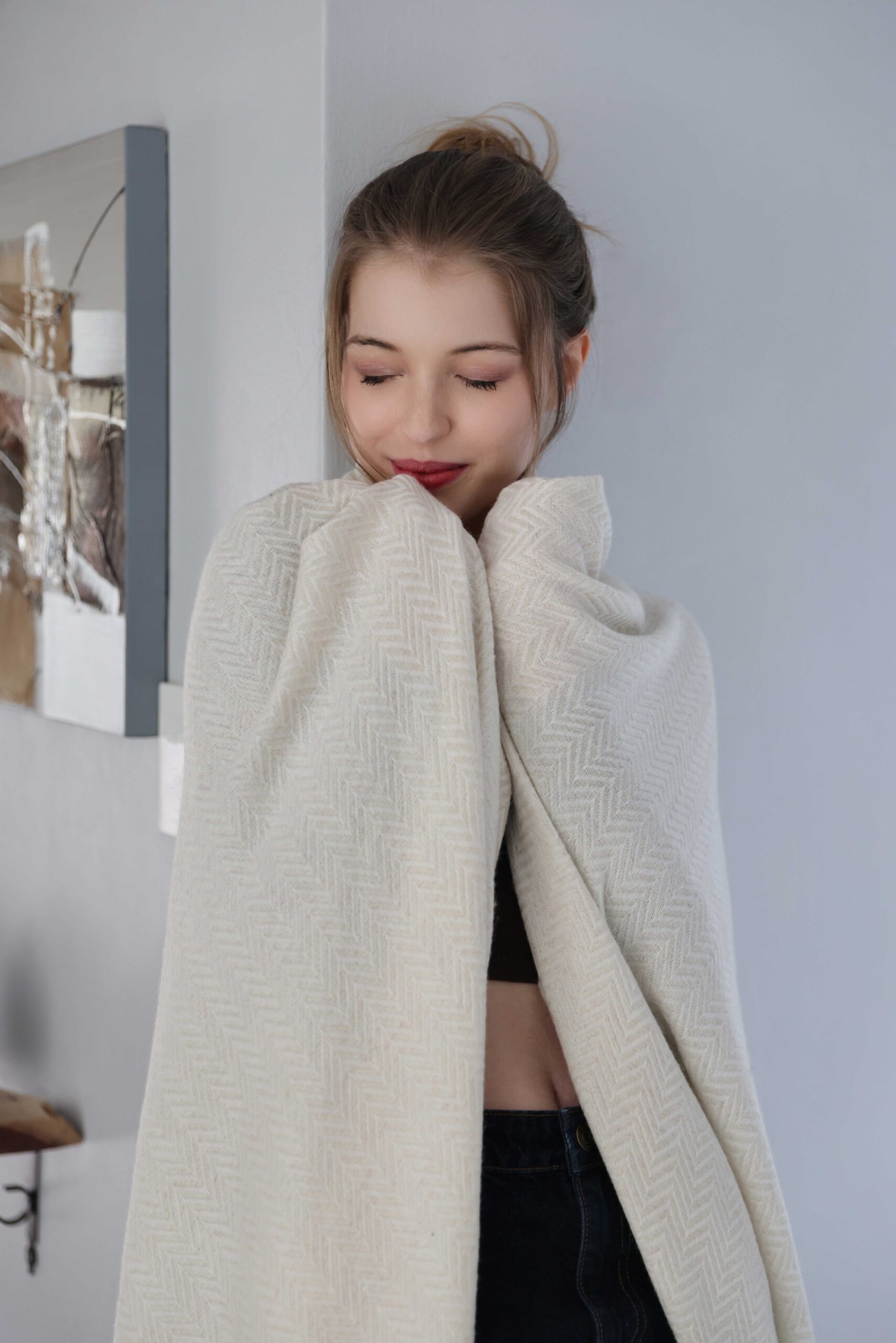 Herringbone Cashmere Travel Wrap - Image 8