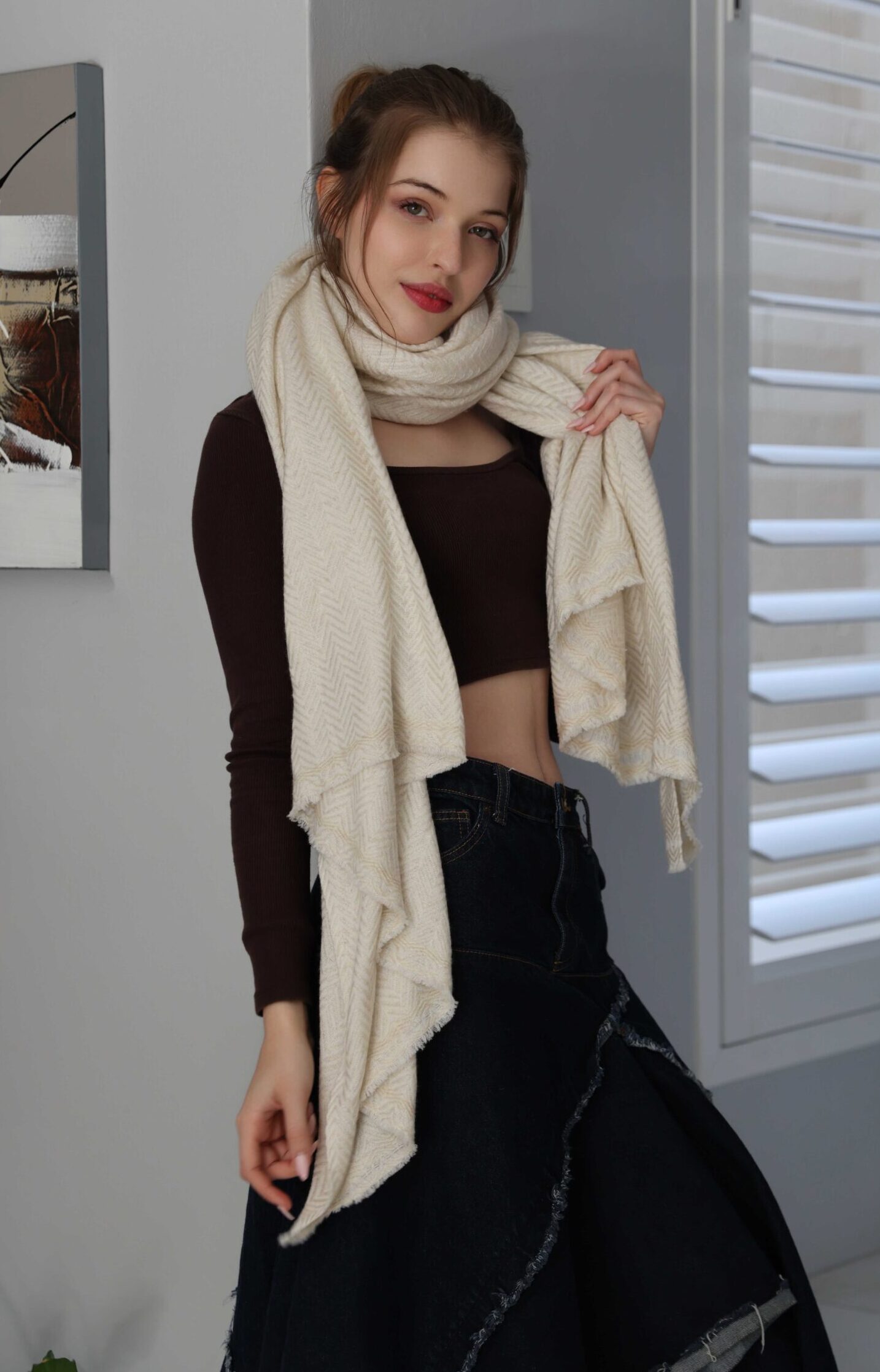 Herringbone Cashmere Travel Wrap - Image 4