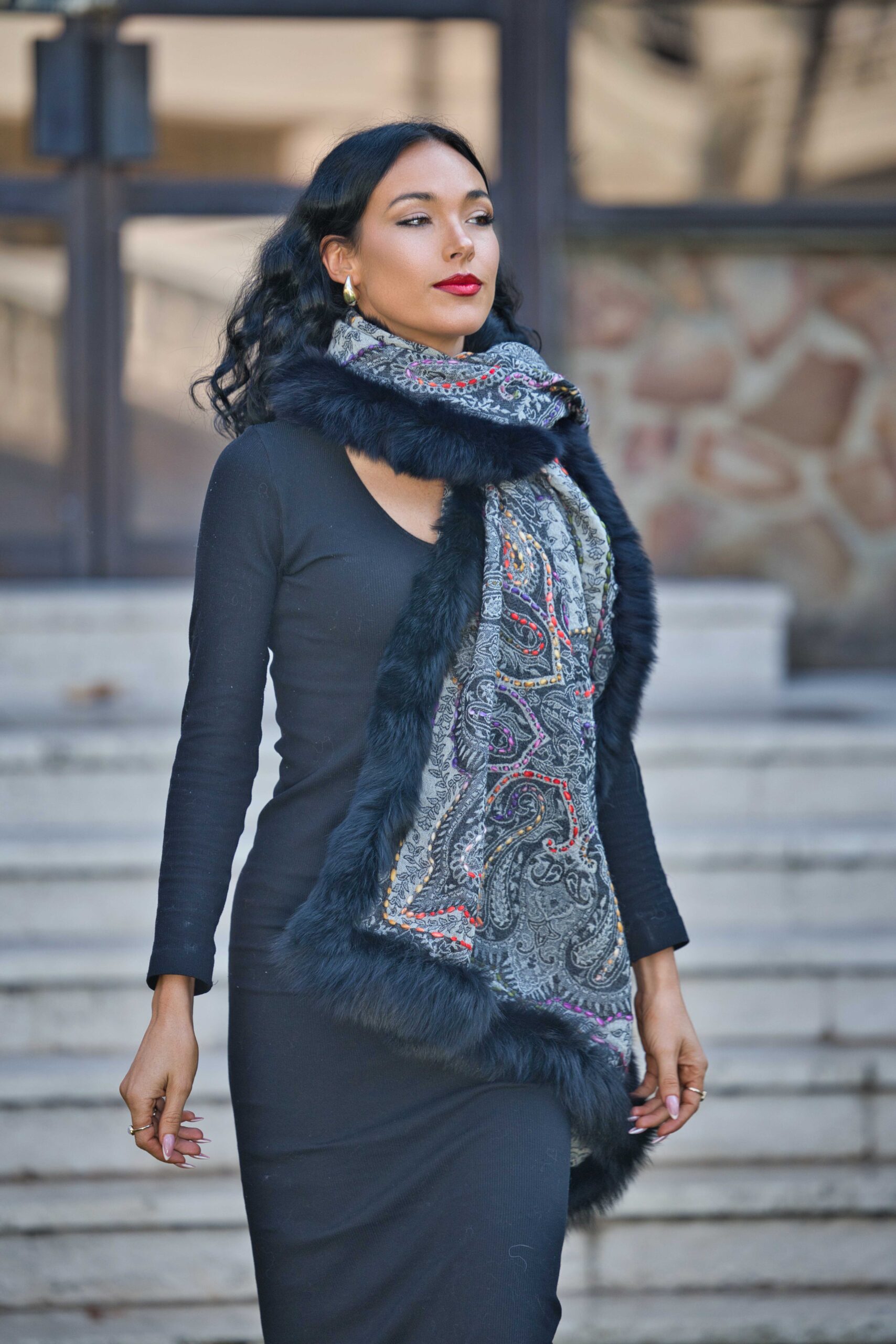 Merino Wool Fur Wrap - Image 4