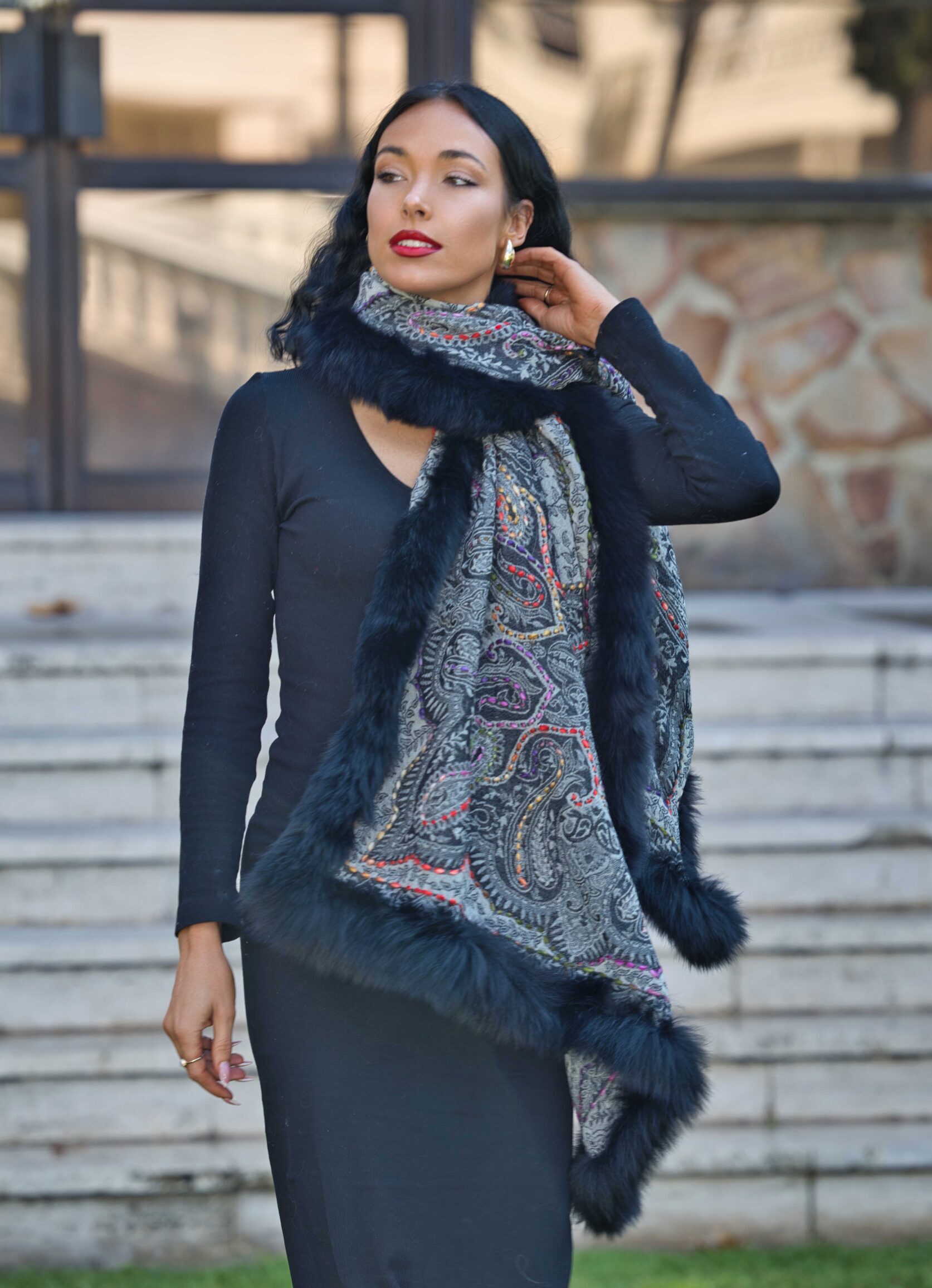 Merino Wool Fur Wrap