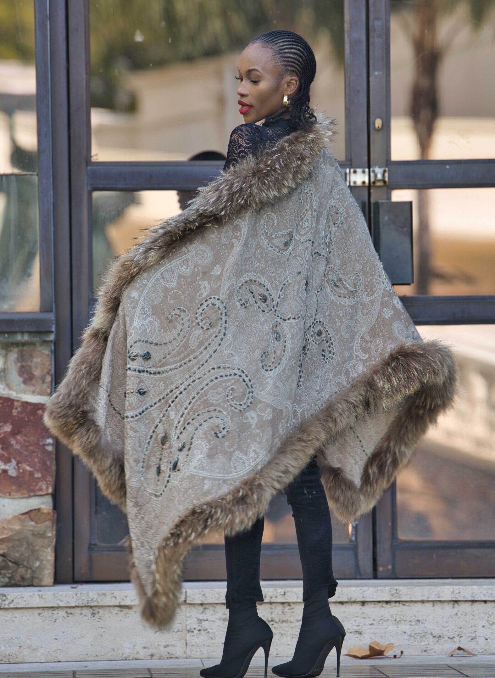 Merino Wool Fur Wrap - Image 4