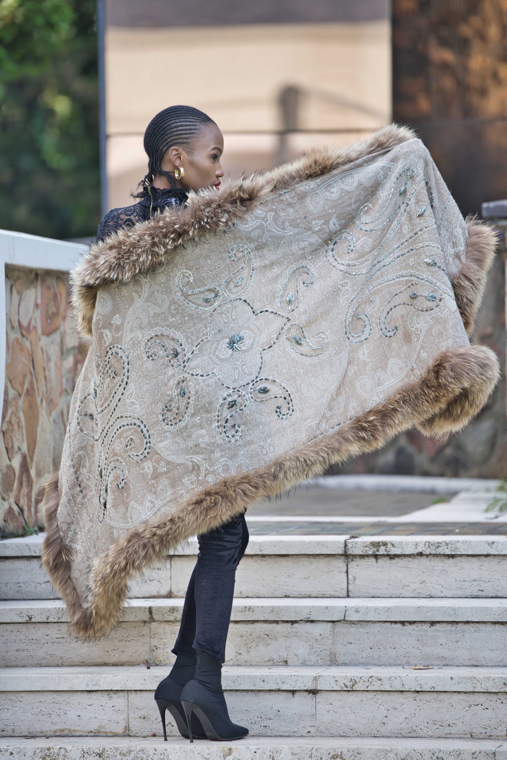 Merino Wool Fur Wrap - Image 5