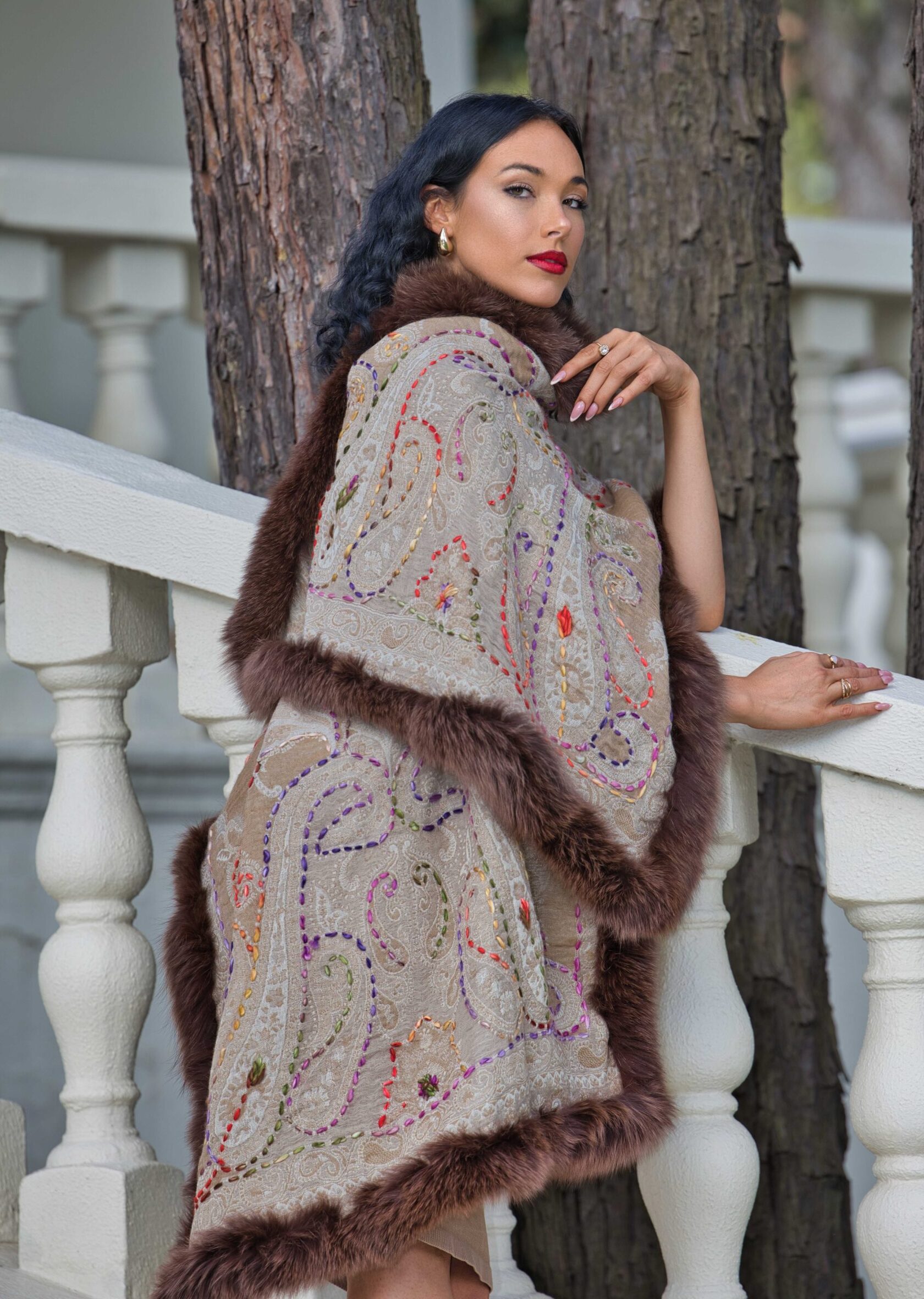 Merino Wool Fur Wrap