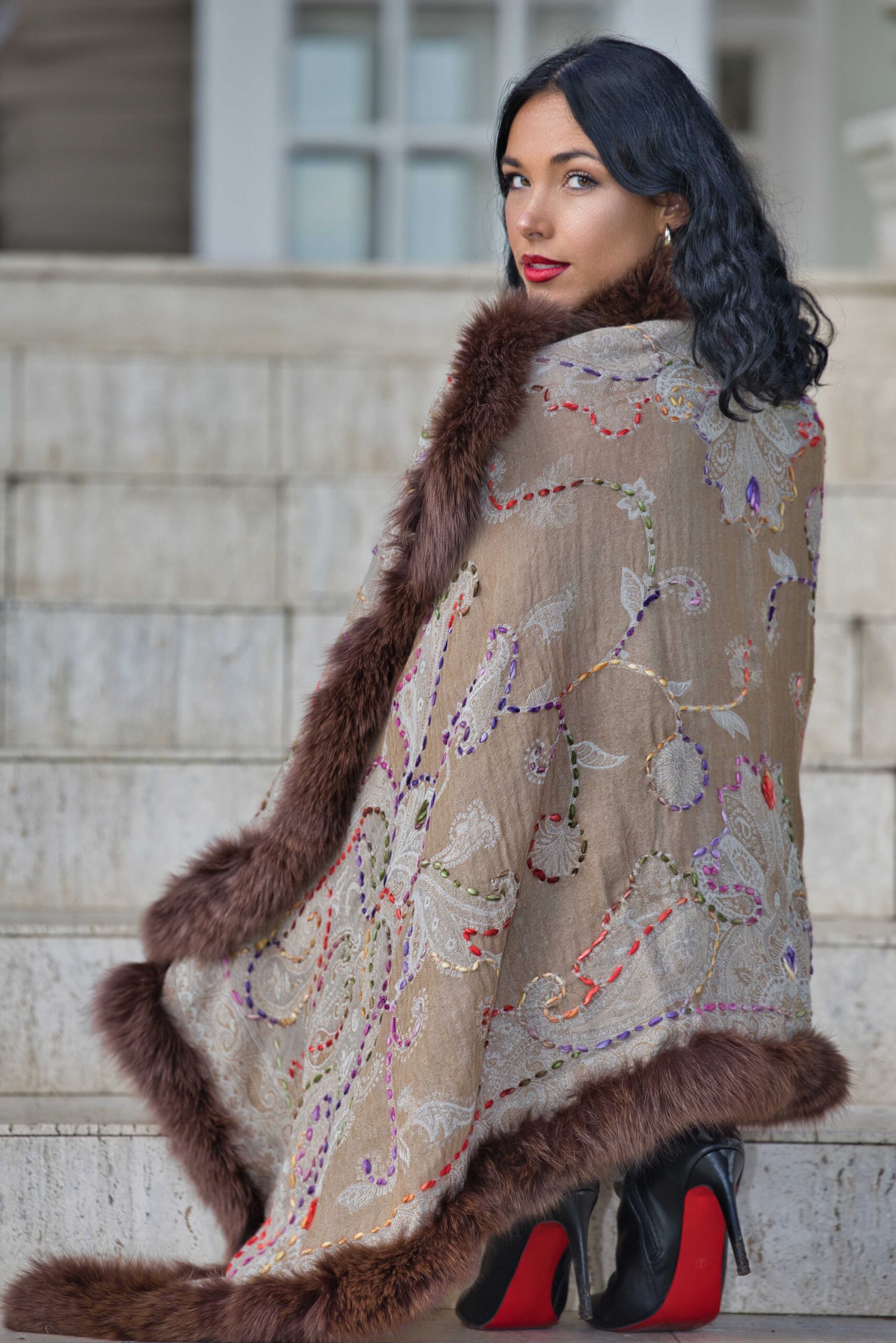Merino Wool Fur Wrap - Image 4