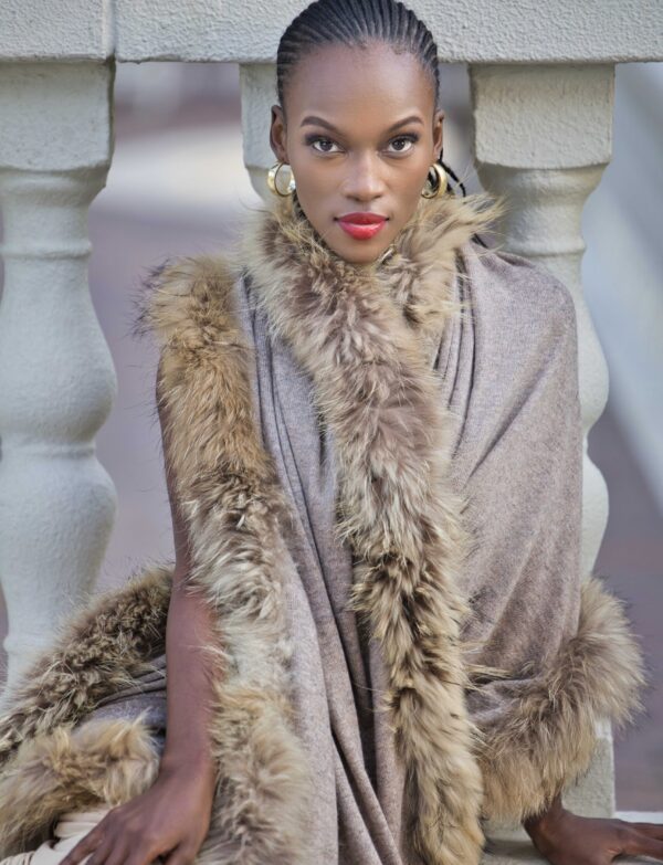 Cashmere Knit Fur Wrap