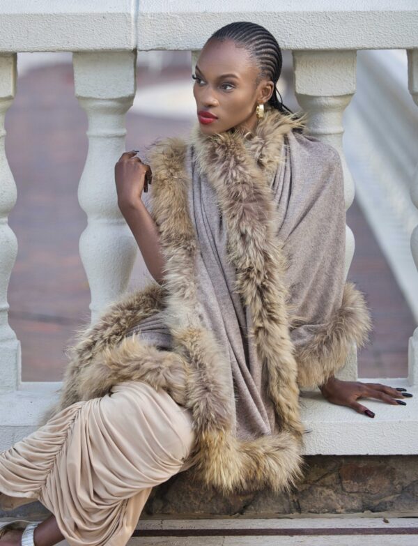 Cashmere Knit Fur Wrap
