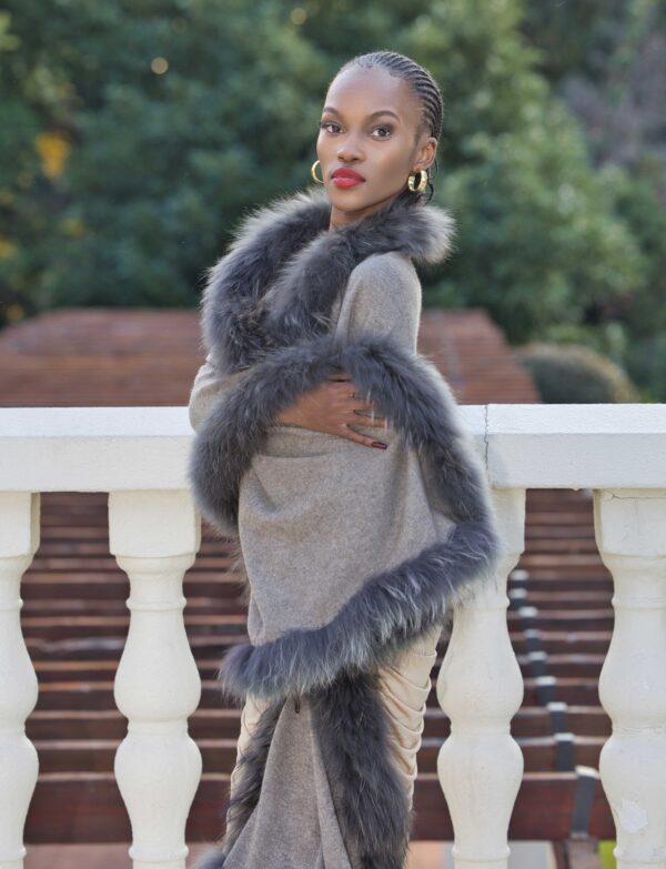 Cashmere Knit Fur Wrap
